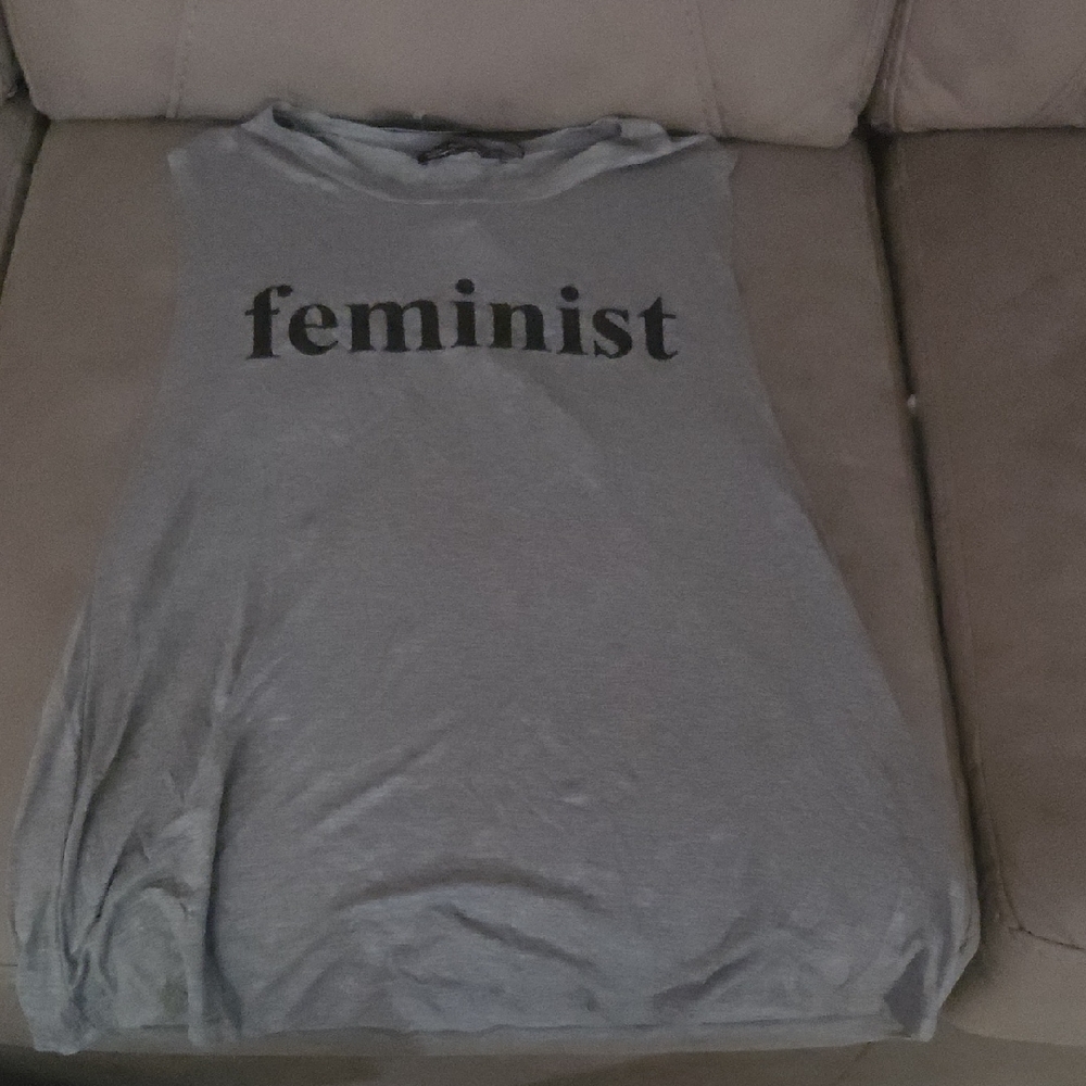 Rock ❤️ Rose Couture Feminist Graphic Tank Top - Grey NWT